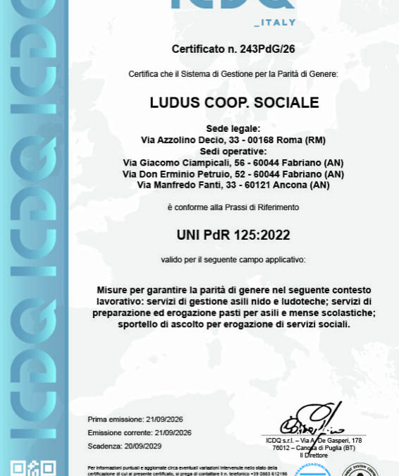 Ludus cooperativa sociale per la parita di genere l’impegno concreto e la certificazione UNI/PdR 125:2022